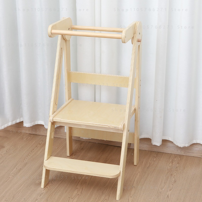 Toddler Learning Tower - หอคอยช่วยเรียนรู้แบบพับได้สำหรับเด็ก - เก้าอี้สตูลพร้อมราวจับสำหรับห้องน้ำและห้องครัว แท่นยืนปลอดภัยสำหรับเด็กเล็ก