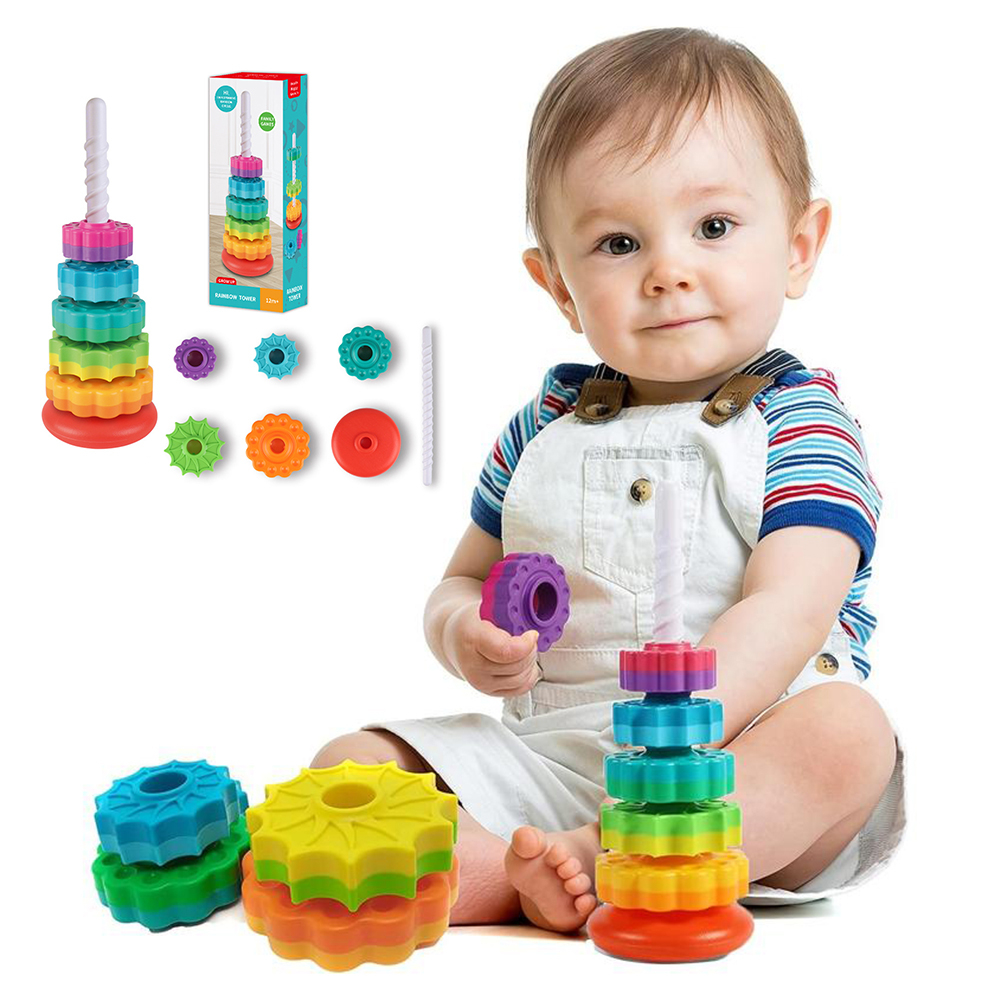 Toddler Learning Tower - ของเล่นเรนโบว์ทาวเวอร์ ของเล่นเสริมพัฒนาการเด็กเล็กแบบมอนเตสซอรี่ ของเล่นเสริมพัฒนาการทางประสาทสัมผัสสำหรับเด็ก ของขวัญวันหยุดคริสต์มาส