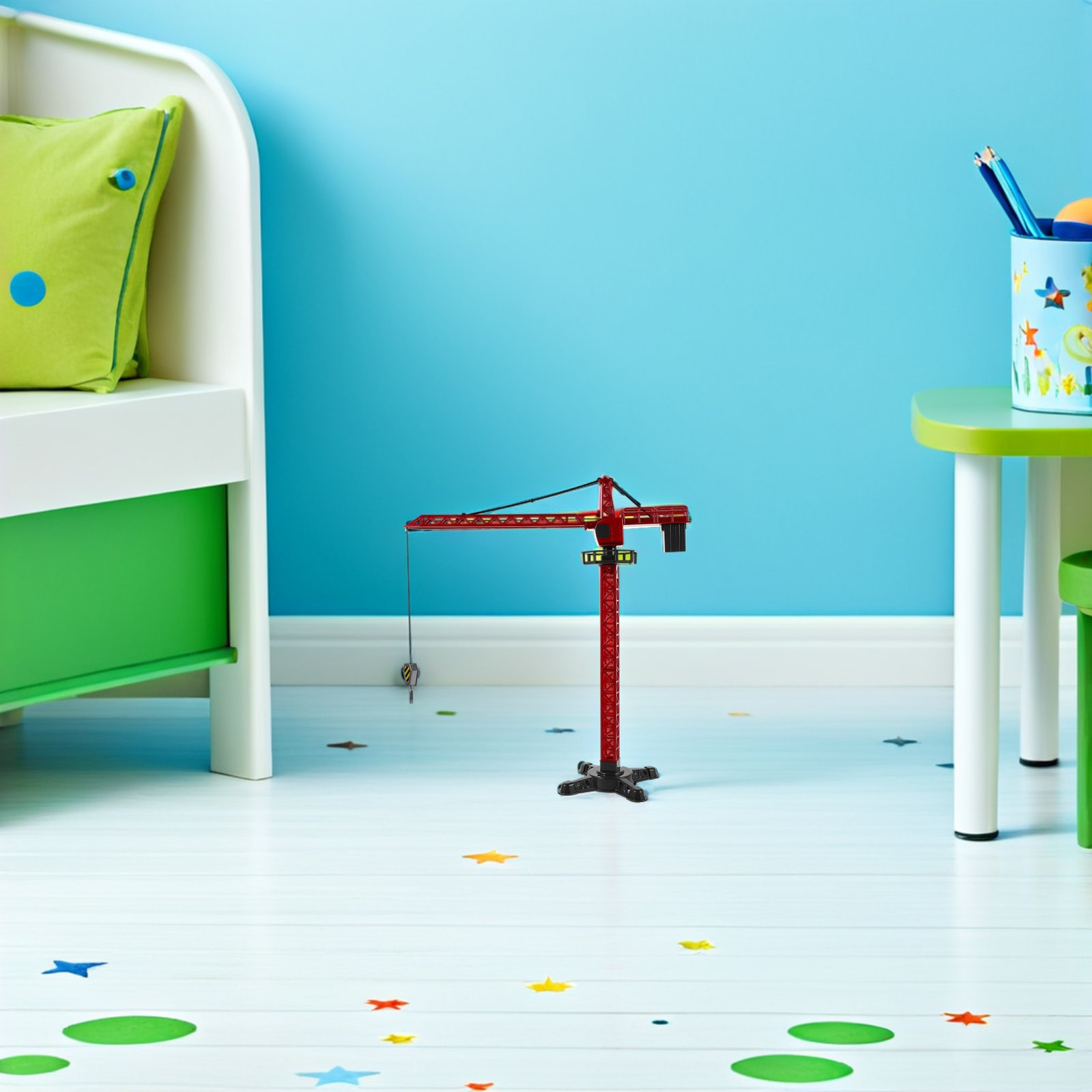 Toddler Learning Tower - ของเล่นเครนจำลอง 1 ชิ้น: รถเครนยกของแบบใช้มือสำหรับเด็ก เสริมพัฒนาการเรียนรู้ในวัยเริ่มต้น ขนาดกะทัดรัด