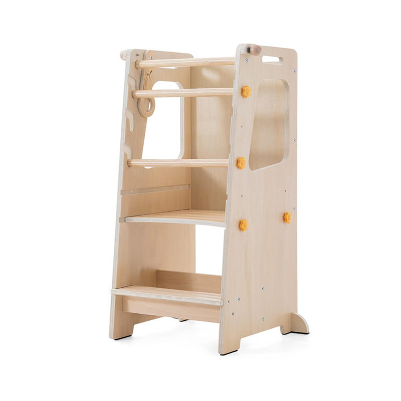 Toddler Learning Tower - หอคอยช่วยเรียนรู้สำหรับเด็กแบบพับได้ ทำจากไม้ พร้อมที่กันลื่น ใช้เป็นเก้าอี้เด็กในครัว