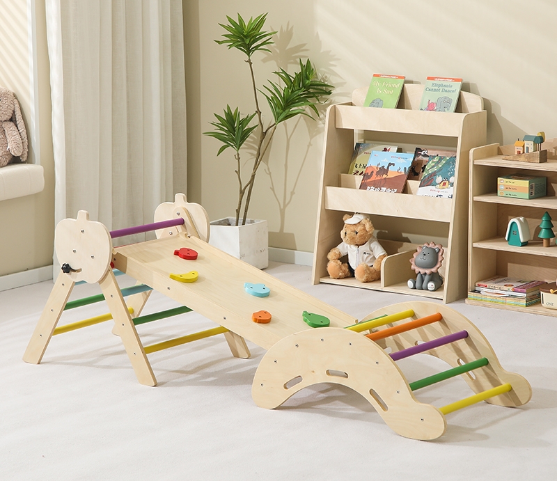 Toddler Learning Tower - หอคอยการเรียนรู้ไม้มอนเตสซอรี่แบบพับได้ ของเล่นสไลด์ในร่ม ชุดปีนป่ายสำหรับเด็กเล็ก