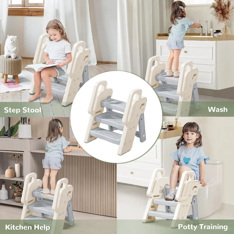 เก้าอี้บันได3ขั้นมีมือจับกันลื - Toddler Learning Tower บทวิจารณ์และราคา