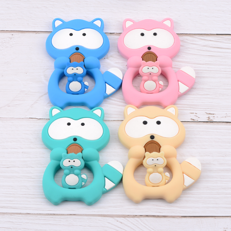 1PC RaccoonซิลิโคนTeetherของเล - Baby Products List บทวิจารณ์และราคา