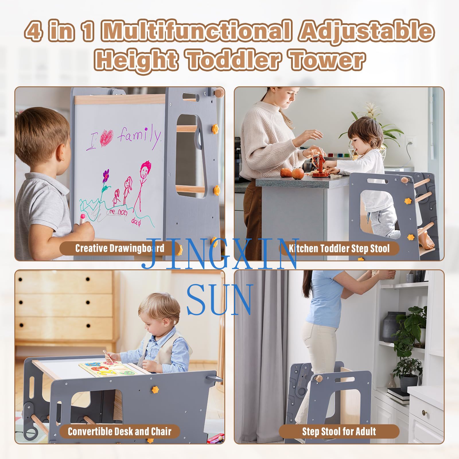 หอคอยครัวเด็ก 4 in 1 แบบมอนเตส - Toddler Learning Tower บทวิจารณ์และราคา